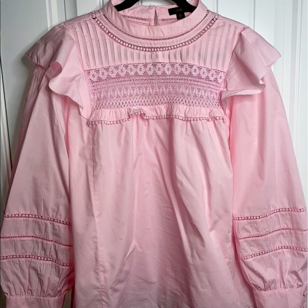 J Crew Ruffle and Lace Blouse